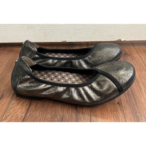 REVERE Nairobi Metallic Lizard Print Leather Comfort Ballet Flats Shoes Sz 39 - Picture 6 of 11